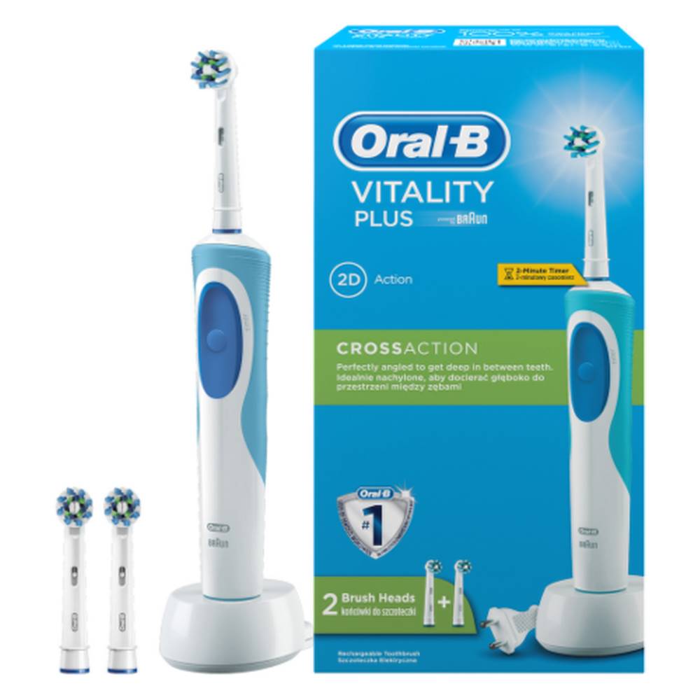 Oral-B ORAL-B Vitality plus cross action elektrická zubná kefka s 2 čistiacimi hlavicami 1 set