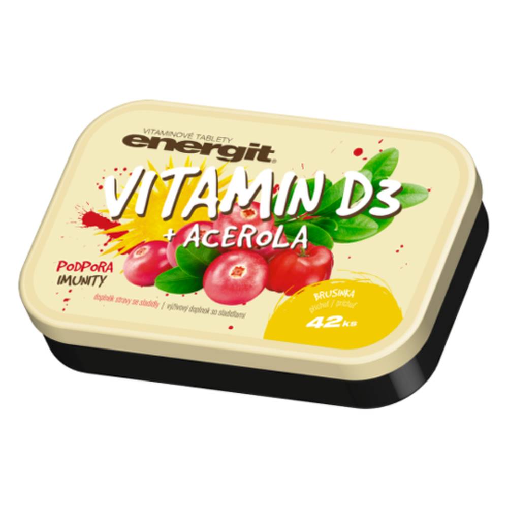 Energit ENERGIT Vitamín D3 + acerola s príchuťou brusnica 42 kusov