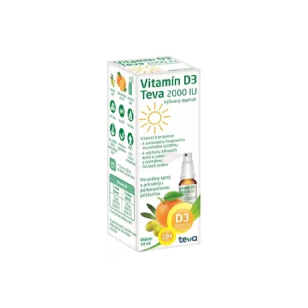 TEVA TEVA Vitamín D3 2000 IU sprej, pomarančová príchuť 10 ml