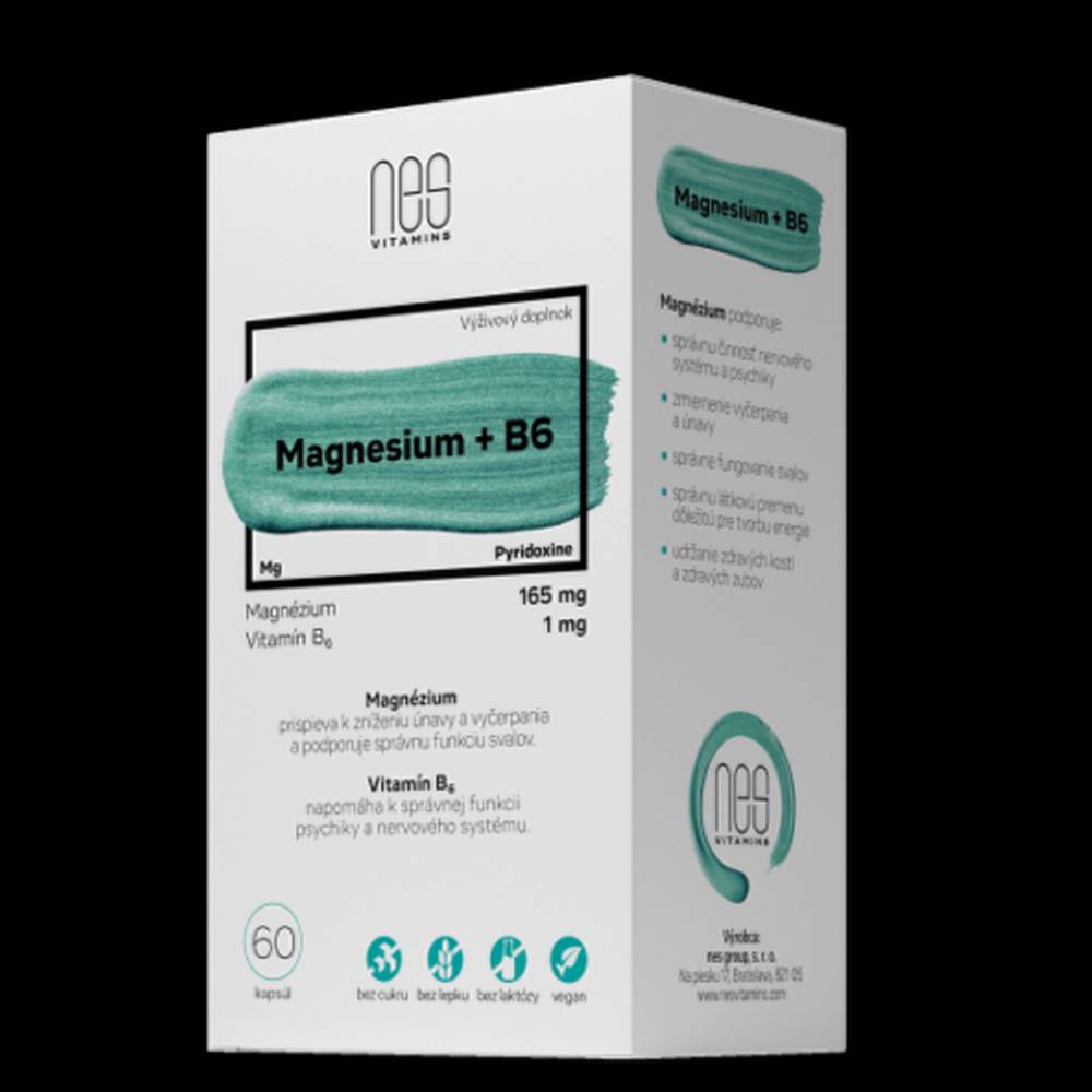 NesVitamins NESVITAMINS Magnesium 165 mg + B6 1 mg 60 kapsúl
