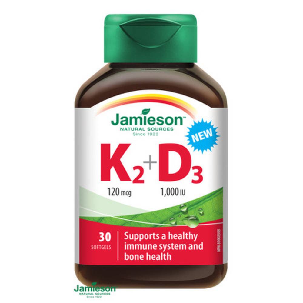 Jamieson JAMIESON Vitamíny K2 120 µg + D3 1000 IU 30 kapsúl
